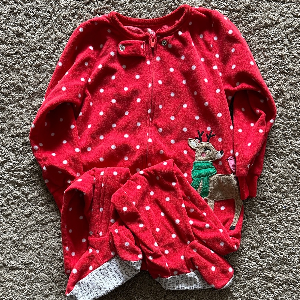 Carter's Red Polka Dot Reindeer Pajama Set